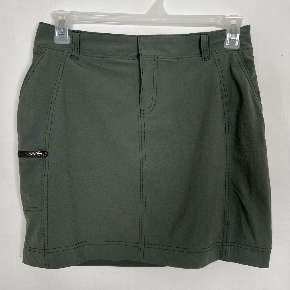 Athleta Gray Trek Utility Skirt Shorts Size 8 Hiking Outdoor Nylon Stretch Zip